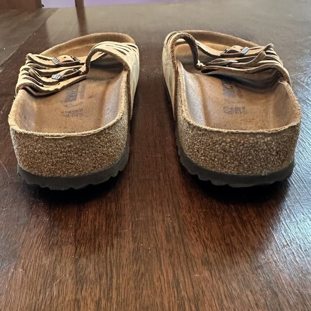 Birkenstock Granada Light Brown Leather Sandals Strappy Buckle Slide Size 42 - Picture 6 of 8